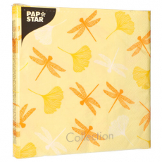 20 Servietten, 3-lagig 1/4-Falz 40 cm x 40 cm gelb Ginko