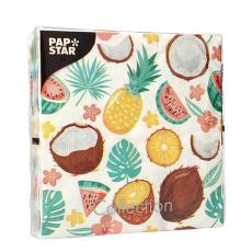 20 Servietten, 3-lagig 1/4-Falz 33 cm x 33 cm Coconut