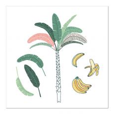 10 x  20 Servietten, 3-lagig 1/4-Falz 33 cm x 33 cm Palm and Bananas