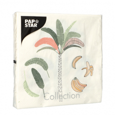 20 Servietten, 3-lagig 1/4-Falz 33 cm x 33 cm Palm and Bananas