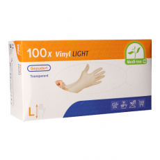 10 x  100 Medi-Inn® PS Handschuhe, Vinyl gepudert Light transparent Größe L