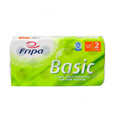 8 Rollen Toilettenpapier, 2-lagiges Tissue 12 cm x 11,5 cm weiss Basic 250 Blatt