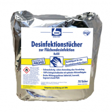 2 x 70 Dr. Becher Desinfektionstücher 29 cm x 30 cm weiss zur Flächendesinfektion (Nachfüllpack)