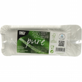 250 Teller, Pappe pure eckig 8 cm x 21 cm weiss mit Anfasser
