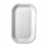 100 Schalen, Pappe pure eckig 15 cm x 23 cm x 2 cm weiss