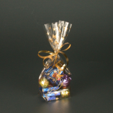 10 Bodenbeutel, PP 16 cm x 9,5 cm x 4 cm transparent Sterne, gold