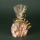 10 Bodenbeutel, PP 23,5 cm x 14,5 cm x 5,8 cm transparent Sterne, gold