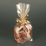 10 Bodenbeutel, PP 27 cm x 18 cm x 7 cm transparent Sterne, gold