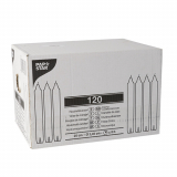 120 Haushaltskerzen mit Dornloch Ø 2,45 cm · 20 cm weiss