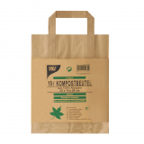 15 Kompostbeutel aus Papier mit Henkel 10 l 28 cm x 22 cm x 14 cm braun bedruckt