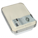 10 Schalen, Alu + Einlegedeckel, PE-beschichtet eckig 0,8 l 4 cm x 15 cm x 21,4 cm