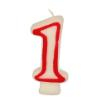 Zahlenkerze 7,3 cm weiss 1 mit rotem Rand