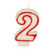 Zahlenkerze 7,3 cm weiss 2 mit rotem Rand
