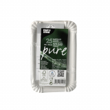 25 Teller, Pappe pure eckig 10 cm x 16 cm weiss