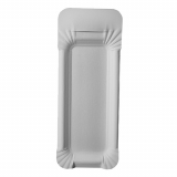 25 Teller, Pappe pure eckig 8 cm x 21 cm weiss mit Anfasser
