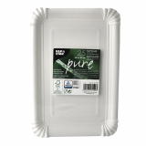 25 Teller, Pappe pure eckig 16,5 cm x 23 cm weiss