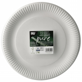 12 Teller, Pappe pure rund Ø 29 cm weiss