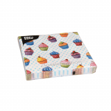 20 Servietten, 3-lagig 1/4-Falz 33 cm x 33 cm Cupcakes