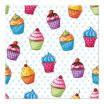 20 Servietten, 3-lagig 1/4-Falz 33 cm x 33 cm Cupcakes