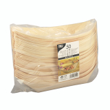 50 Fingerfood - Schalen, Holz pure 25 cm x 10 cm Schiffchen