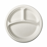 12 Teller, Zuckerrohr pure 3-geteilt Ø 23 cm · 2 cm weiss