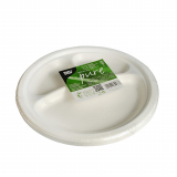 12 Teller, Zuckerrohr pure 3-geteilt Ø 23 cm · 2 cm weiss