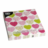 20 Servietten, 3-lagig 1/4-Falz 33 cm x 33 cm Sweetheart