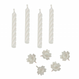 24 Geburtstagskerzen mit Halter 6 cm weiss