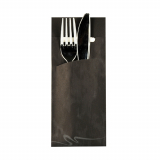 520 Bestecktaschen 20 cm x 8,5 cm schwarz inkl. weißer Serviette 33 x 33 cm 2-lag.