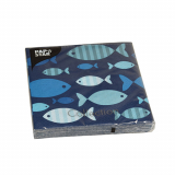 20 Servietten, 3-lagig 1/4-Falz 33 cm x 33 cm Blue Fish
