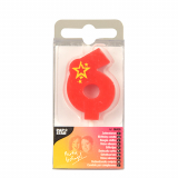 Zahlenkerze, Mini 6,8 cm rot 6