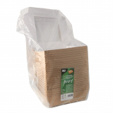 25 Feinkostboxen, Pappe mit Sichtfenster aus PLA eckig 1500 ml 19 cm x 19 cm x 5 cm braun