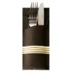 520 Bestecktaschen 20 cm x 8,5 cm schwarz/creme Stripes inkl. farbiger Serviette 33 x 33 cm 2-lag.