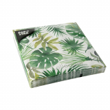 20 Servietten, 3-lagig 1/4-Falz 33 cm x 33 cm Monstera