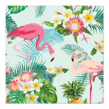 20 Servietten, 3-lagig 1/4-Falz 33 cm x 33 cm Exotic Flamingos