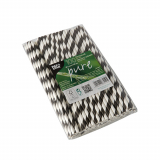 100 Trinkhalme, Papier Ø 6 mm · 20 cm schwarz/weiss Stripes