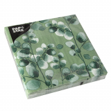 20 Servietten, 3-lagig 1/4-Falz 33 cm x 33 cm Eucalyptus