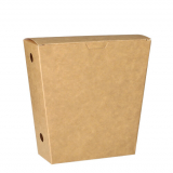 50 Pommes-Frites-Schütte, Pappe pure 4,3 cm x 14,5 cm x 11 cm braun mit Klappdeckel