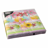 20 Servietten, 3-lagig 1/4-Falz 33 cm x 33 cm Fleuri