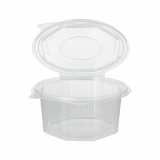 50 Verpackungsbecher mit Klappdeckeln, PP 8-eckig 500 ml 5,6 cm x 11 cm x 11 cm transparent