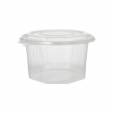 50 Verpackungsbecher mit Klappdeckeln, PP 8-eckig 1 l 8,3 cm x 13 cm x 13 cm transparent