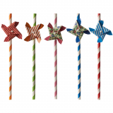 50 Trinkhalme, Papier Ø 6 mm · 20 cm farbig sortiert Windmill