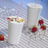 100 Abdeckungen für Becher, Pappe rund Ø 10 cm Fruits mit Lochung