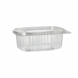 50 Feinkost- und Salatschalen mit Klappdeckel, R-PET oval 375 ml 5 cm x 11,5 cm x 14,4 cm klar