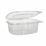 50 Feinkost- und Salatschalen mit Klappdeckel, R-PET oval 750 ml 6,2 cm x 14,4 cm x 17,5 cm klar