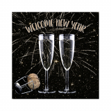 20 Servietten, 3-lagig 1/4-Falz 25 cm x 25 cm Welcome New Year