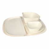 24 Teller 1/2, Zuckerrohr pure 1,3 cm x 30 cm x 13,5 cm weiss Belle Vie, Ligne Carrée