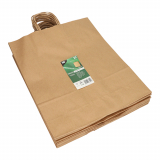 25 Tragetaschen, Papier 40 cm x 32 cm x 12 cm braun mit gedrehtem Tragegriff