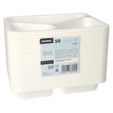 50 Mikrowellenschalen, PP 3-geteilt 765 ml 3,2 cm x 22,7 cm x 17,8 cm weiss