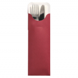 500 Bestecktaschen 23,5 cm x 7,3 cm bordeaux Lines inkl. weißer Serviette 40 x 40 cm 2-lag.